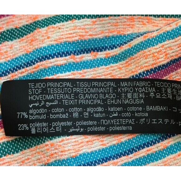 ZARA Open Front Jacket Overshirt M Textured Multicolor Striped Embroidered Boho - Picture 12 of 12